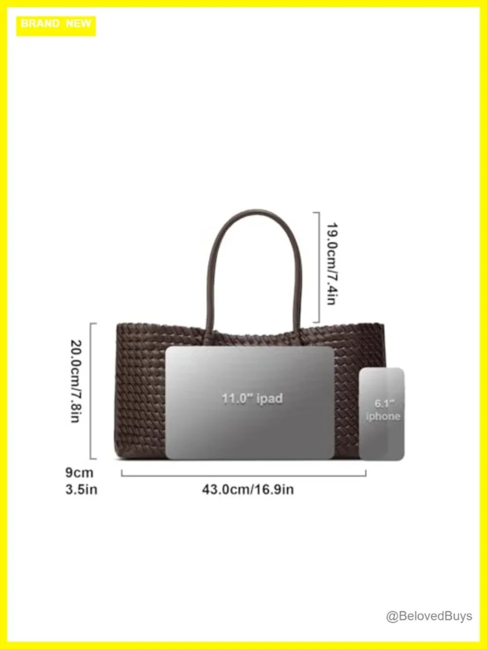 Large Vegan Leather Woven Tote Bag for Work Travel Crossbody